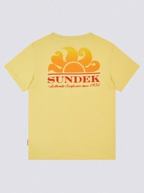 Sundek Boys Mini New Herbert T-Shirt w/ Shaded Print Logo, Sorbet (Yellow) - 14